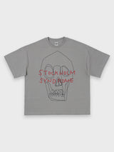 ラインスカルTシャツ - グレー