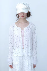 リボン スリーブ カーディガン(white)