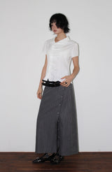 STRIPE BUTTON WRAP SKIRT