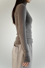 Wool turtleneck top, Brown