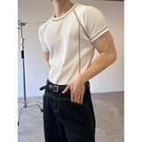[MUSCLE FIT] Stitch waffle half t-shirts(3color)