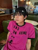 Enduring Unicorn Ringer Crop Short Sleeve Pink
