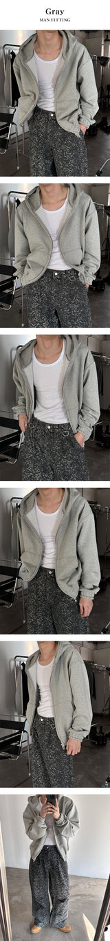 [Unisex] クロップ2wayフードジップアップ(3color)