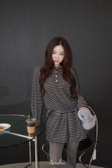 wool fleece stripe strap pumpkin dress