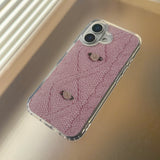 RIBBON ROSE KNIT HARD JELL CASE _ PINK