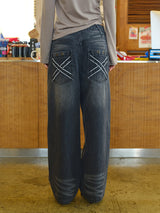 CROSS APLIQUE DENIM BLACK
