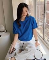 刺繍レタリング襟スウェットTシャツ (3color)