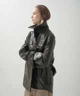 Leather Safari Half Coat_Choco Brown