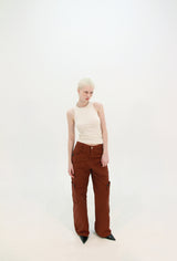 LOCK BUTTON POCKET PANTS (BRICK RED)