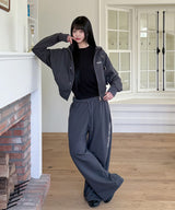 ロゴステッチレギュラーフィットフードジップアップ【セットアップアイテムあり】