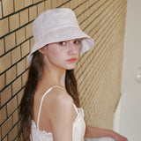 Flower Eyelet Bucket Hat (White-White)