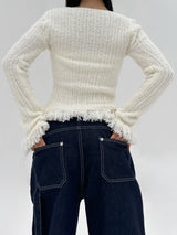 [BODY SHAPING] HIP FRINGE SOFT-FIT SLIM KNIT V-NECK CARDIGAN - 2 COLOR