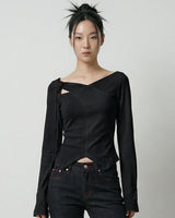 Diagonal Slit Mix Top