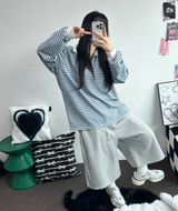 SIDE PINTUCK TRACK BALLOON BERMUDA PANTS ❤🤎🖤🩶🩷6COLOR