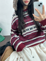 ノルディックスノーフラワーディアニット🦌❤💙🩶3COLOR