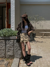 Rose Stripe Overfit Short Sleeve Shirt