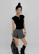 [MADE] Yuti Keyhole Cap Sleeve Short Sleeve Knit Top