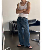 [Unisex] Stud wide denim pants