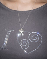 [925SILVER] ADORN HEART RIBBON NECKLACE