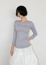 TENCEL BOAT-NECK SLIM TEE