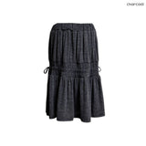 (2color) Shirring Drawstring Flare Midi Skirt