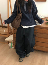 サネンローデニムバルーンワイドブラッシュドパンツ XL