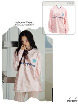 satin pink V-neck block core sweatshirt