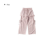 Kaze Nylon Pocket Wide Frill Skirt Pants