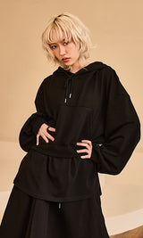 Layered Hoodie Black