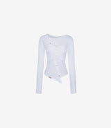 Jelly Button Asymmetric Ruched Top