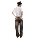 Tiberinus - Hipbone Jeans - Ultra-Low Rise Wide Straight-Leg Jeans - Rocky Black - 18 cm Rise - 25 cm Leg Opening - Low-Rise Fit