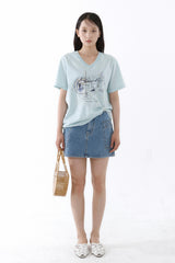 ギャラクシーVネックTシャツ_アイスミント