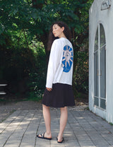 ブルーサンフェイスプリント半袖Tシャツ