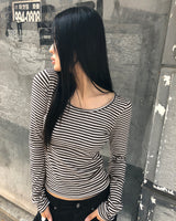 Yvonne Stripe Slim-Fit Long Sleeve Tee