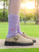 Love Round Logo Crew Socks Purple