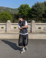 Crinkle Check Hooded Anorak Vest