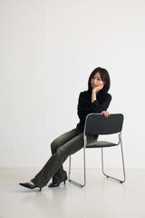 ELISE TIE SHIRRING SHIRT / BLACK
