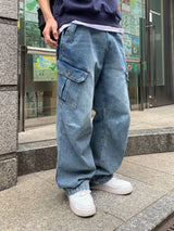 タチウォッシュドカーゴデニムパンツ