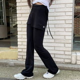 レイヤードストリングスカートパンツ [BLACK]