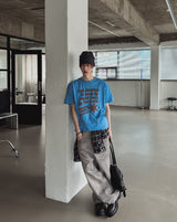 Grain Stud Washed Wide Denim Pants