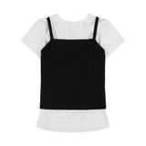 3ウェイレタリングコサージュTシャツ (BLACK) F25QB106