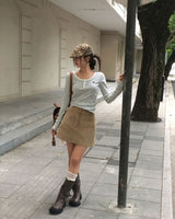 Color-Blocked Henley Neck Stripe T-Shirt
