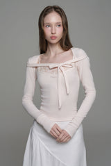 Cotton touch ribbon bolero, Pink
