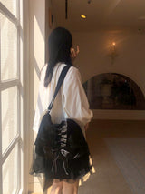 Ruffle envelope bag_black