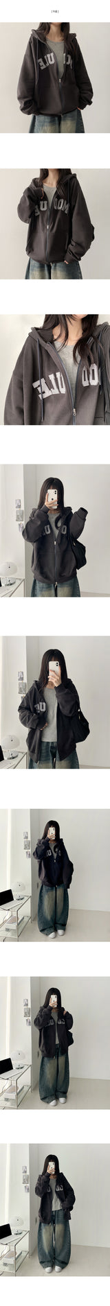 Modular Patch Embroidery Hoodie Zip-Up