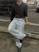 Solt curved denim pants