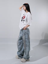 (UNISEX) カモワイドデニムパンツ