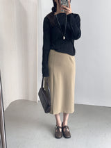 Raond Belt H-line Cut-out Long Skirt