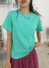 チビ カラー ベーシック セミクロップ 半袖Tシャツ