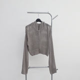 Bonhe シースルー ニット フード付き ジップアップ
